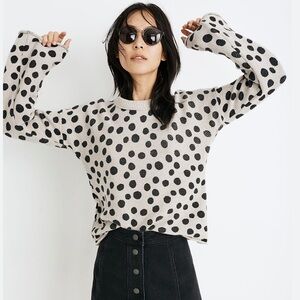 Madewell polka dot crop sweater size medium